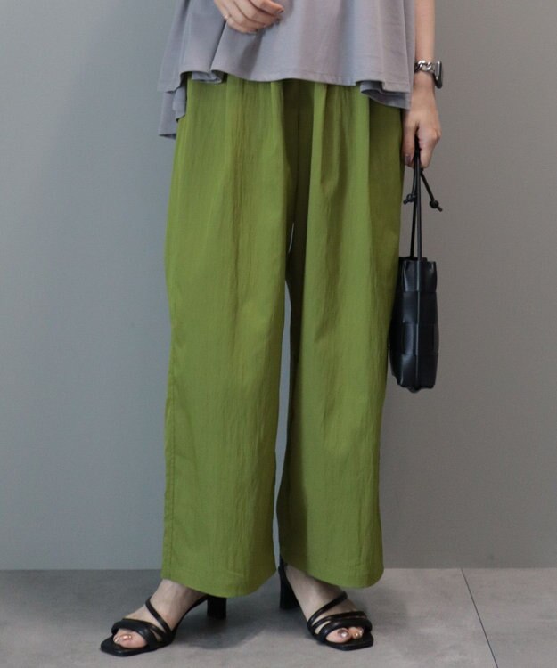 AMERICAN HOLIC イージーケア＋接触冷感ウエストタックワイドパンツ Pistachio