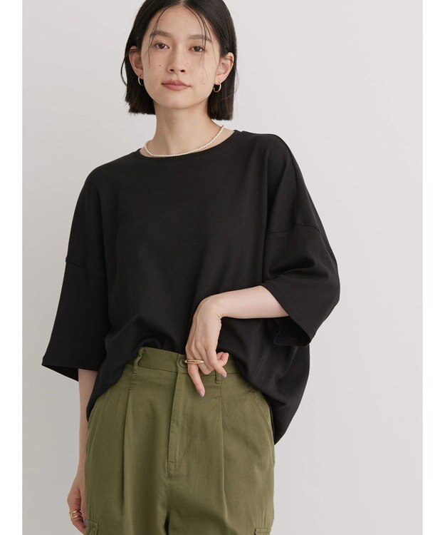 AMERICAN HOLIC ＵＶカット　コクーン半袖カットプルオーバー Black