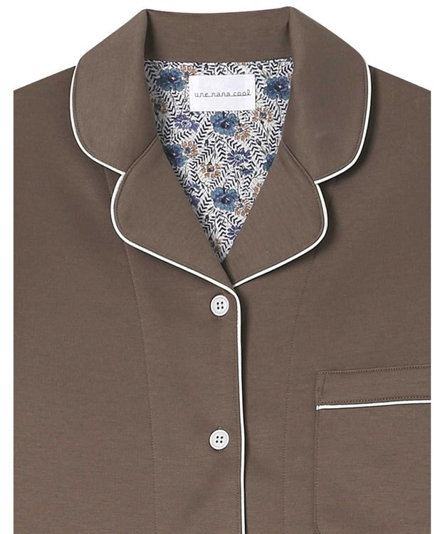 une nana cool 【綿混】ハイゲージダブルエアー 長袖開襟パジャマ MADE WITH LIBERTY FABRIC ブラウン