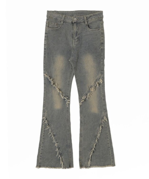 WEGO ブーツカットフリンジデニム デニムインディゴ