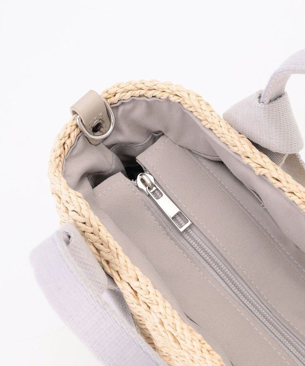 LA BAGAGERIE 【MONICA】リボンハンドル2WAYかごバッグ ライトグレー