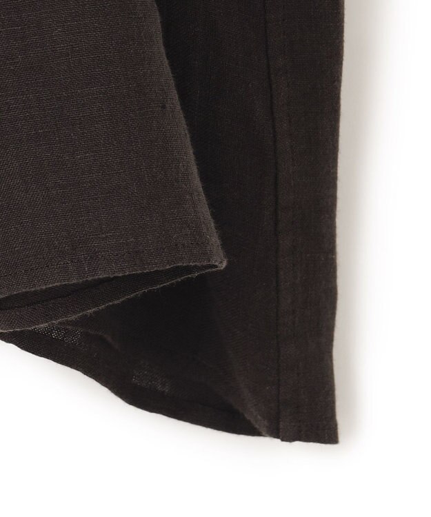 23区 L 【洗える】LIBECOリネン タック デザイン シャツ ダークブラウン系