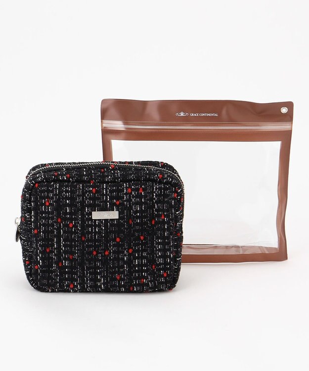 GRACE CONTINENTAL Fabricスクエアポーチ-AW グレー