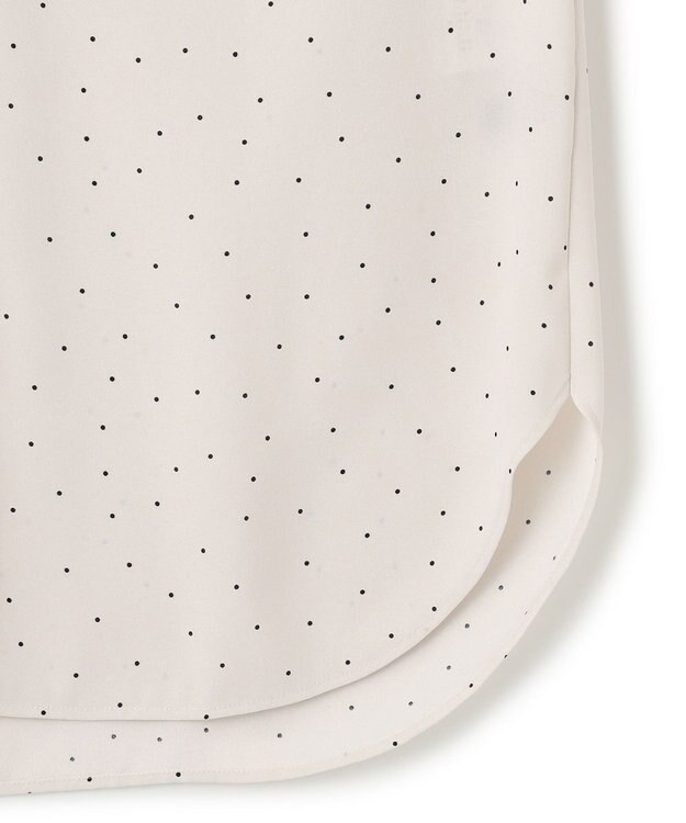 23区 L 【洗える】バックサテンアムンゼン ドットプリント リボン付き スキッパー ブラウス アイボリードット