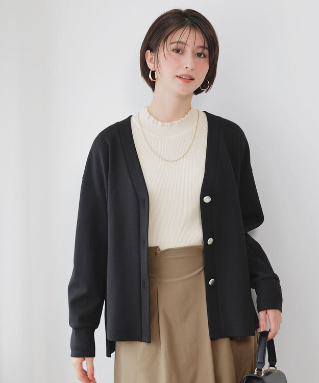 ANY SIS S カットジョーゼット カーディガン ブラック