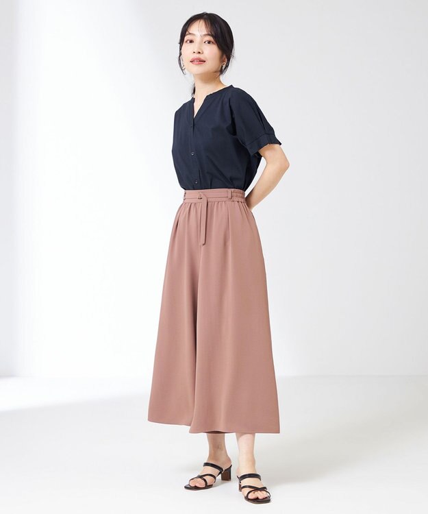 ANY SIS S シルケットストライプ スキッパー カットソー ネイビー