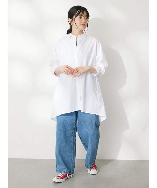 CRAFT STANDARD BOUTIQUE イージーケアコクーンポケ付きチュニック White