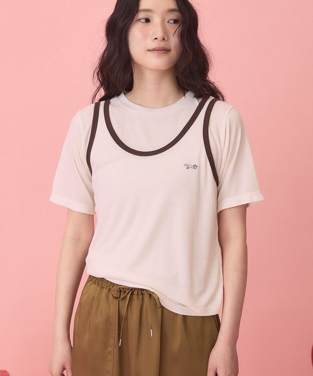 AMERICAN HOLIC 【PENNEY'S】配色タンクトップ+Tシャツ Ivory