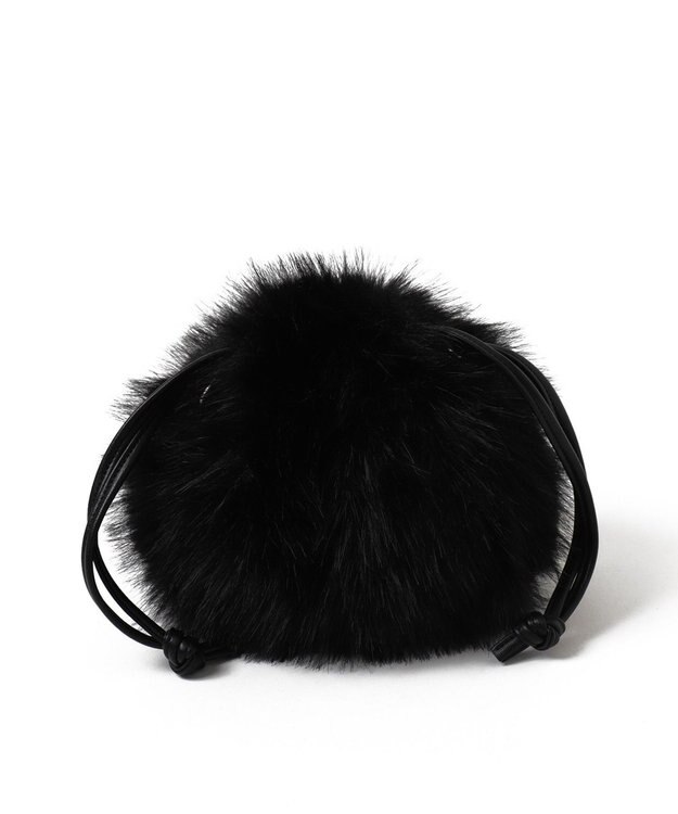 WEGO ファー巾着チェーンショルダー ブラック