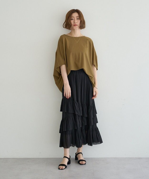 YECCA VECCA 異素材切替バックデザインプルオーバー Khaki