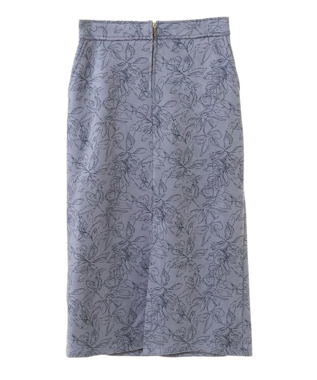 YECCA VECCA フラワー柄フェイクスエードスカート Charcoal Gray