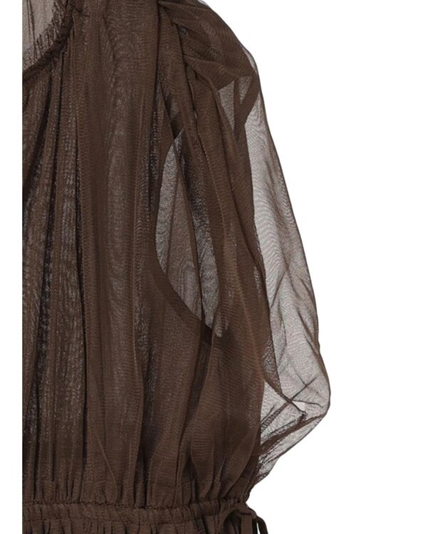 YECCA VECCA チュールギャザーブラウス Brown