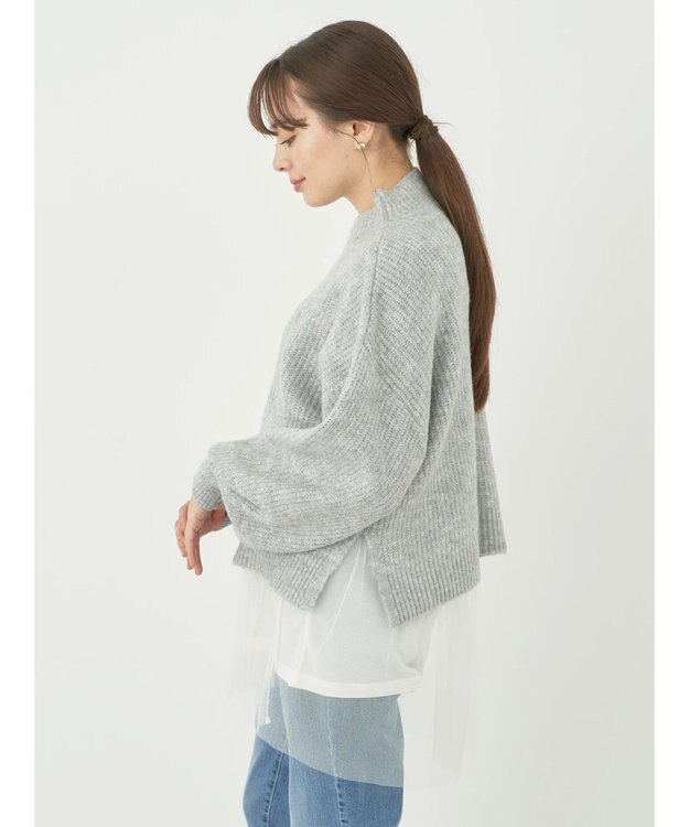 earth music&ecology ＦＬＵＦＦＹハイネックプルオーバー Light Gray Mixture