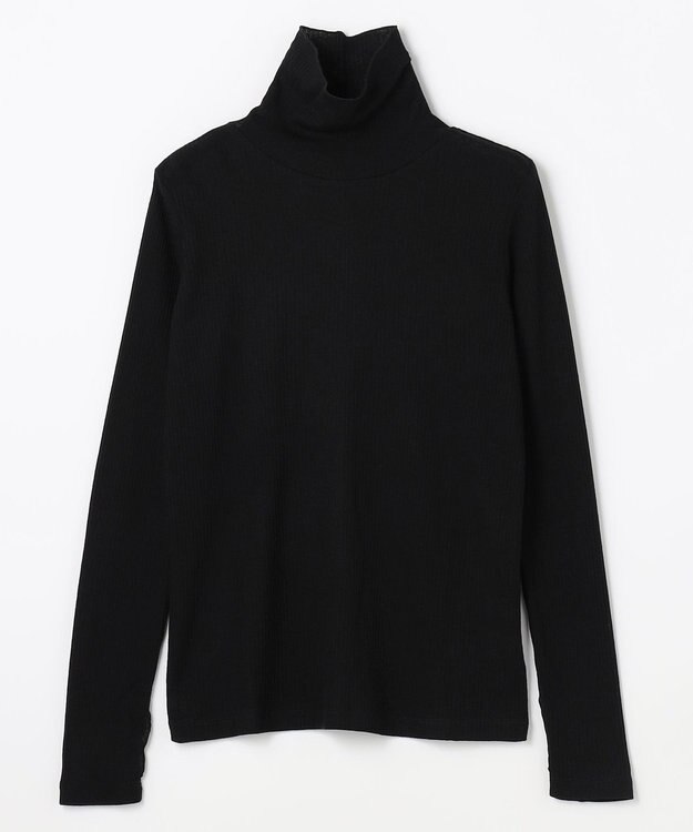 ANY L ウール混リブタートルネックカットソー ブラック