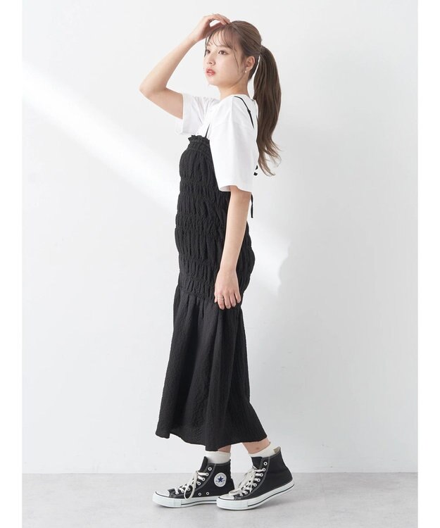 earth music&ecology ２ｗａｙシャーリングキャミワンピース Black