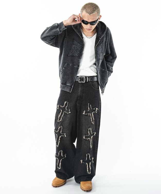 WEGO 【ユニセックス着用ITEM】フリンジデニムパンツ 柄4