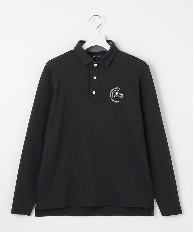23区GOLF 【MEN】【吸水速乾・UVケア】ハニカムカノコ 長袖ポロシャツ ブラック系