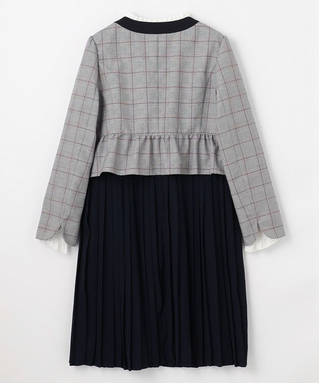 組曲 KIDS 【150-170㎝】グレンチェックジャケット＆プリーツワンピース セット ネイビー×チェック系