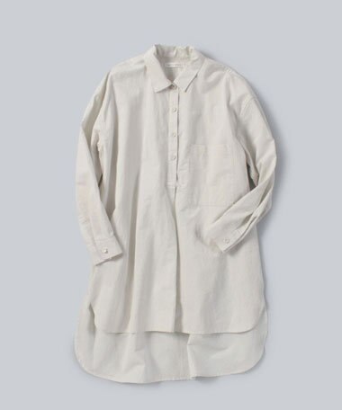 WHITE MAILS 【UNISEX】COTTON PAPER WASHED ポプリンロングシャツ