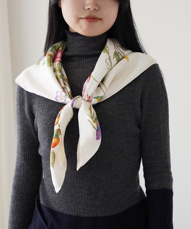 Marca ＜春の新色！＞【伝統横濱スカーフ】四季のツリー花 大判 シルクツイル スカーフ