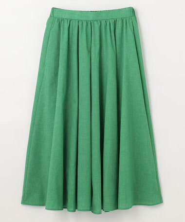 ANY 【洗濯機可能/ウエストゴム/ポケット付】シャンブレーライク フレアスカート