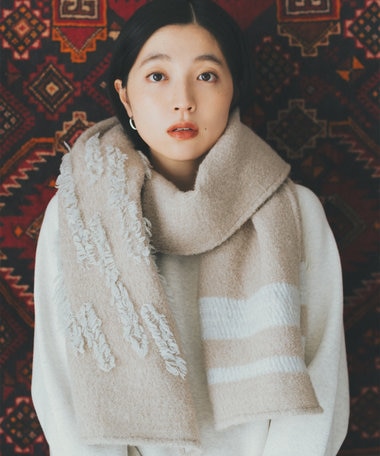 POLS ジャガード織 ウールカットジャガード　ストール