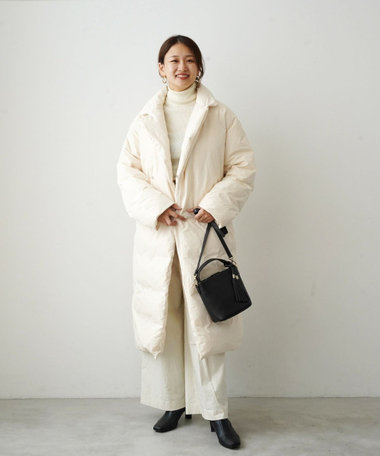 KWD 【日本製/高品質ダウン】DOWN COAT グリーンダウン ロングダウンコート