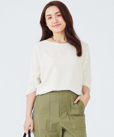 23区 L 【洗える】ストレッチジョーゼット フォルム カットソー