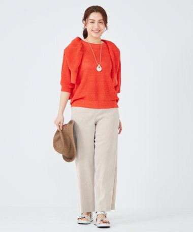 23区 L 【CLASSY.6月号掲載/洗える】リネンレーヨンストレッチ ワイドパンツ