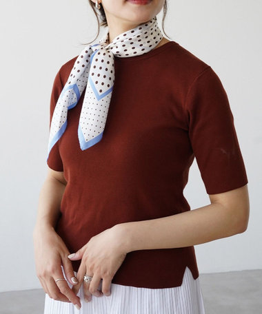 Marca 【Marcaオリジナル】ラインボーダードット 小判 シルクツイル スカーフ