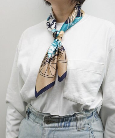 Marca 【Marcaオリジナル】色面シルエット馬車 小判スカーフ シルクツイル