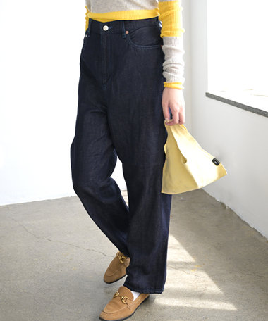 caqu FS linen ankle boy`s アンクル丈 ゆったりボーイフィットリネンデニム