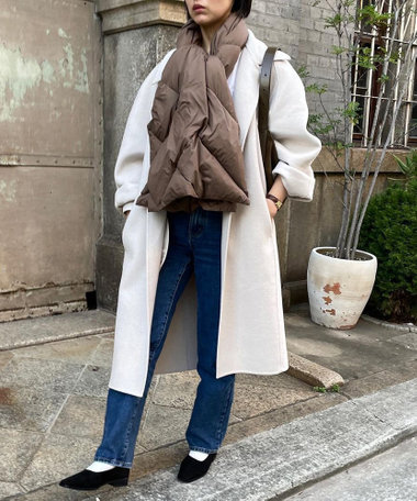 KWD 【日本製/UNISEX】DOWN SHAWL グリーンダウン ダウンショール