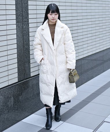 KWD 【日本製/高品質ダウン】DOWN COAT グリーンダウン ロングダウンコート