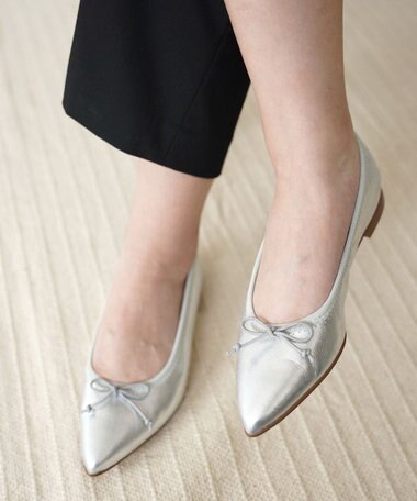 nouvelleRobe Oū 【本革・高反発】Pointed ポインテッドトゥ メタリックバレエシューズ