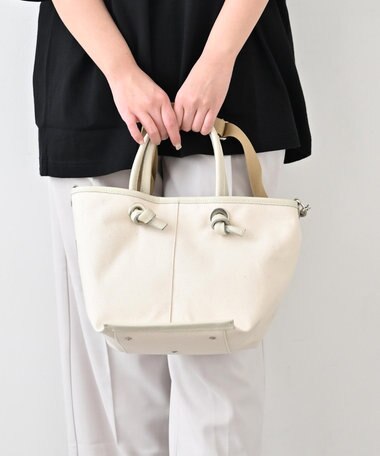 Hekhèr Le Style de Vie 【日本製 / 2WAY】コットンキャンバス×シュリンクレザー ノットハンドバッグ medium