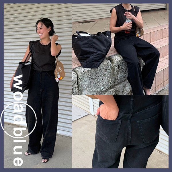 石岡真実さんが着るジャパンメイドのブラックデニム