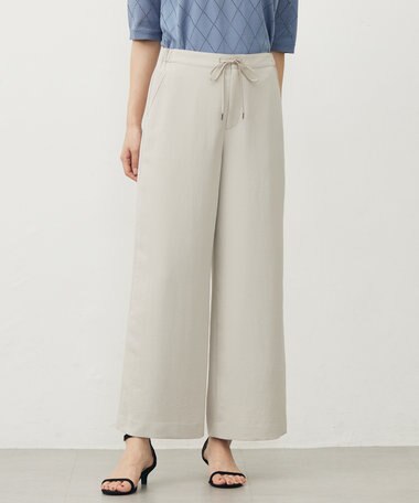 J.PRESS LADIES L 【洗える・吸水速乾・接触冷感・セットアップ対応】Light ジョーゼット ワイド パンツ