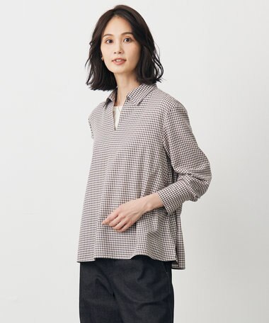 J.PRESS LADIES L サイロチェック スキッパー ブラウス