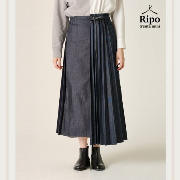 動きもコーデも華やかに。Ripoの秋デニムスカート