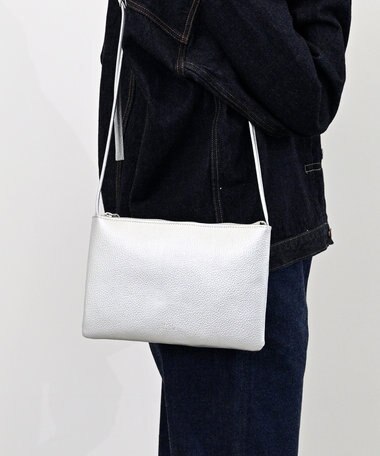 Hekhèr Le Style de Vie 新素材・新色追加【日本製】シュリンクレザー スクエアショルダーバッグ シルバー