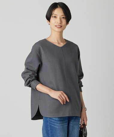 J.PRESS LADIES L メルトンジャージー Vネック カットソー