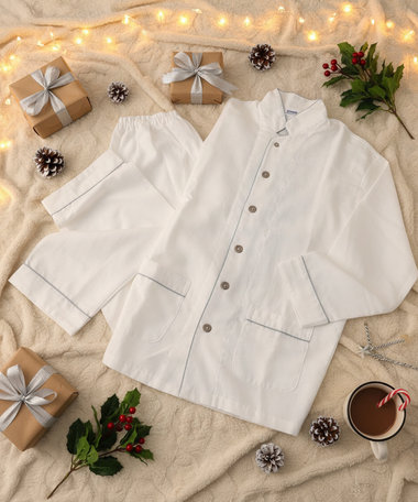 京和晒綿紗 【紗栄子さん愛用パジャマの色違い/UNISEX】ガーゼパジャマ 2重合わせ 白