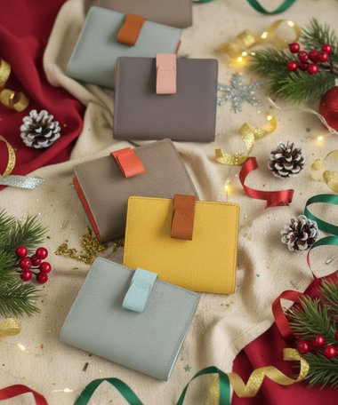 Atelier nuu 日本製 本革 バイカラーnoble 二つ折れウォレット