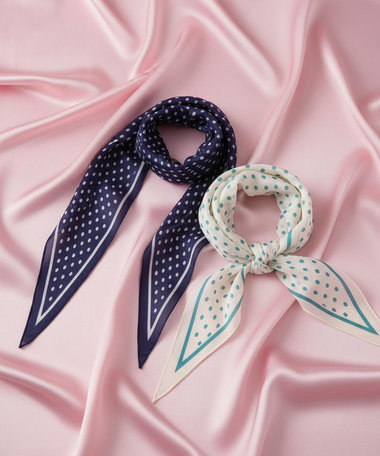 Marca ＜洗えるシルク＞ドット 菱形スカーフ Marcaオリジナル ウォッシャブルシルクローン