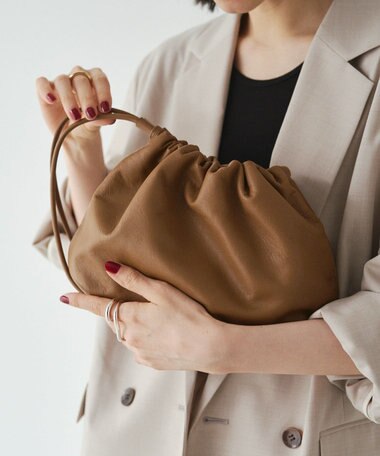 russet レザー巾着4WAYショルダーバッグ(CE-1454)