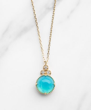 TOCCA 【WEB限定】BLOOMING BUD K10 NECKLACE  K10 天然石カボションカット ダイヤモンド ネックレス