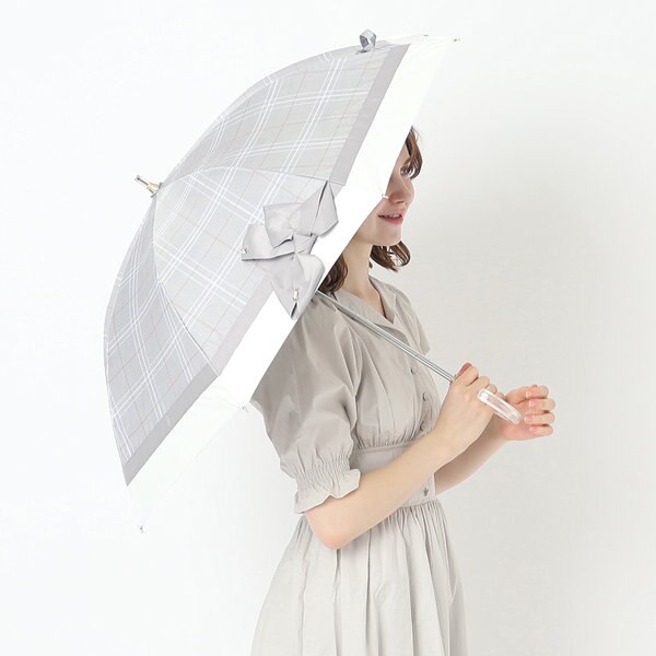 セール❤️美品LANVIN en Bleu 日傘チェック柄　ハートフリル セール❤️美品LANVIN en Bleu 日傘チェック柄 ハートフリル