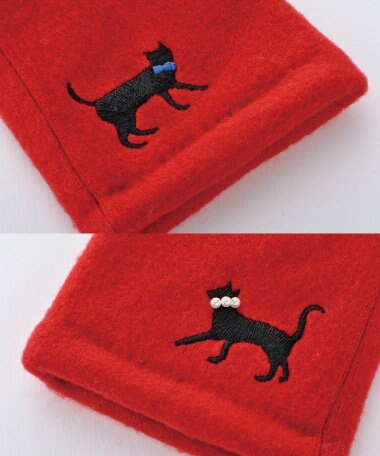ORuKuBET おさんぽねこ刺繍ジャージグローブ(WOMEN)【タッチパネル対応】