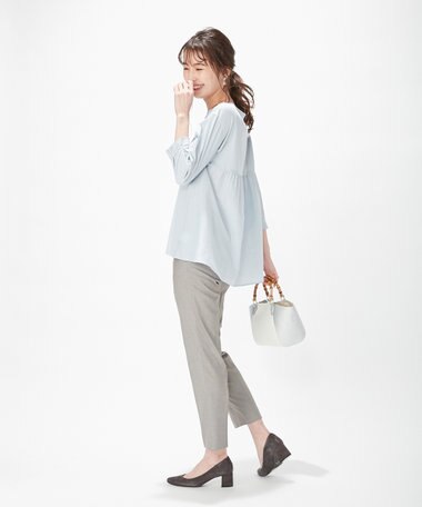  【洗える】TRシャークスキン テーパードパンツ